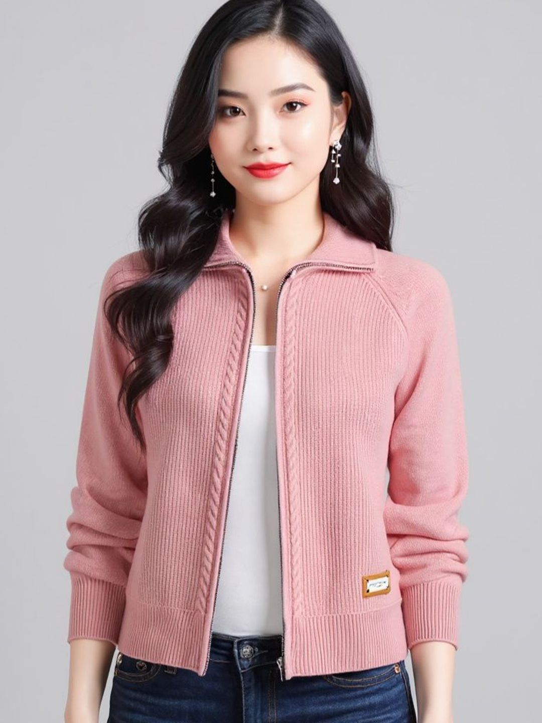 bebe bebe Women Ribbed Shirt Collar Sweaters