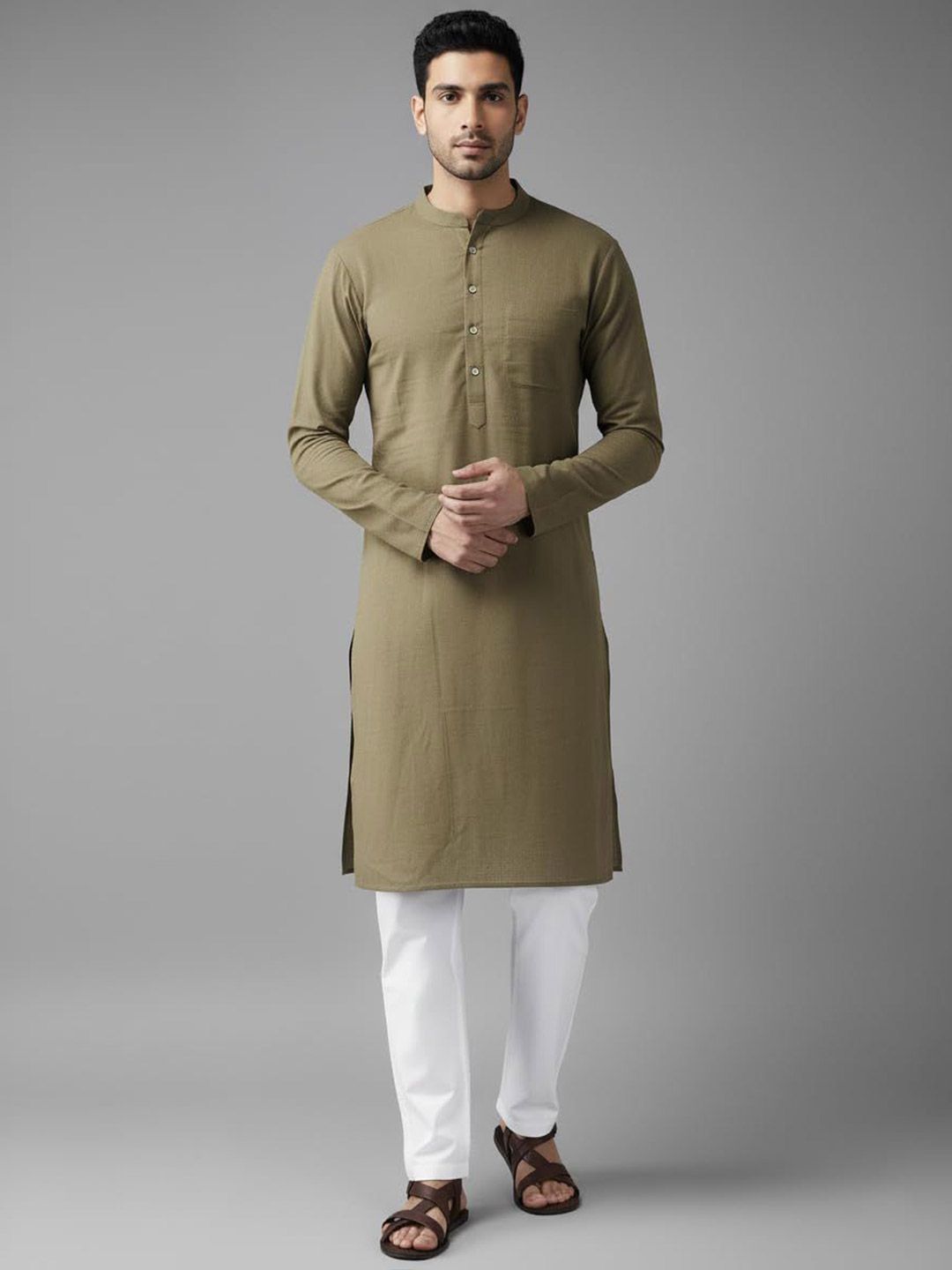 Vida Loca Men Solid Regular Fit Flared Sleeves Kurta