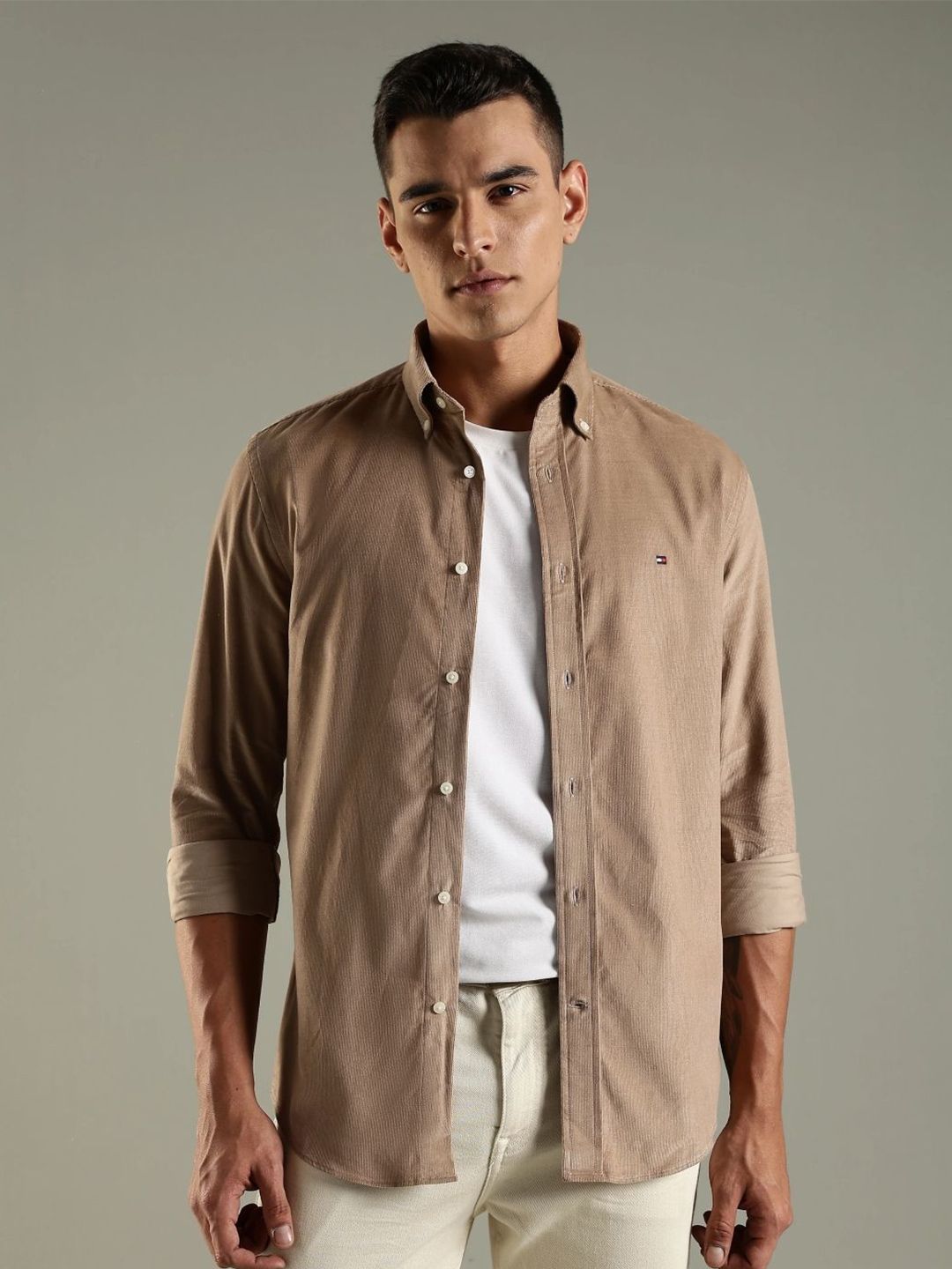 Tommy Hilfiger Tommy Hilfiger Men Textured Button-Down Collar Cotton Casual Shirt