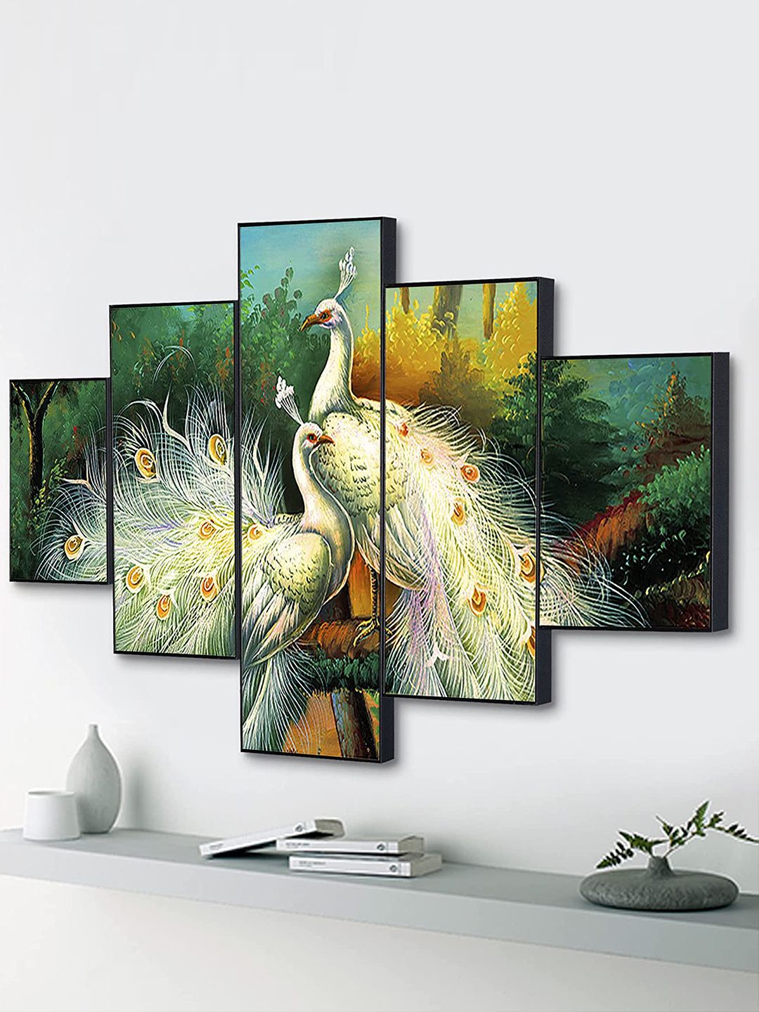 Perpetual Set Of 5 Peacock Paintings Wall Art Price in India