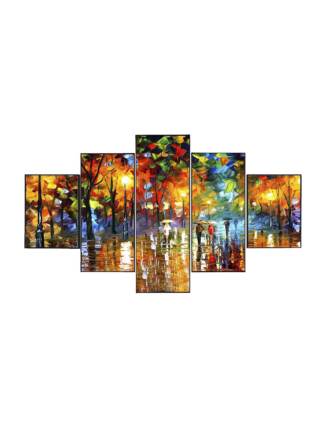 Perpetual Set Of 5 3d Scenery Wall Painting Price in India