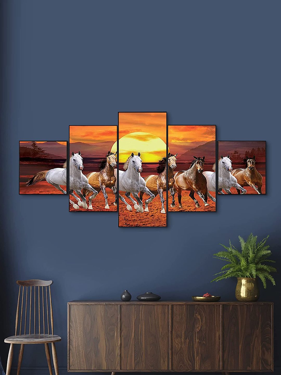 Perpetual Set Of 5 Horse Wall Art Price in India