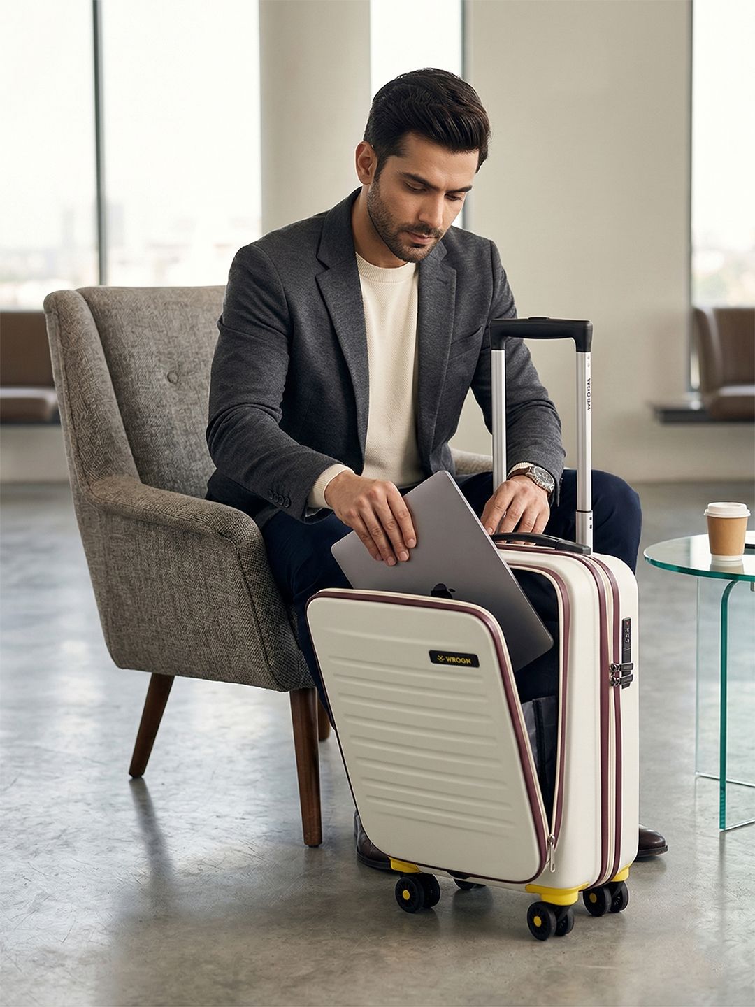 WROGN Unisex Textured Cabin Size Trolley Bag - 37L WROGN