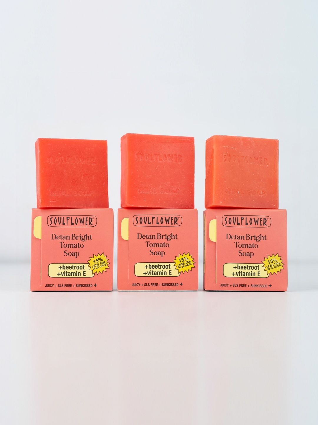 Soulflower Set Of 3 D-tan Bright Tomato Soap- 100 g Each