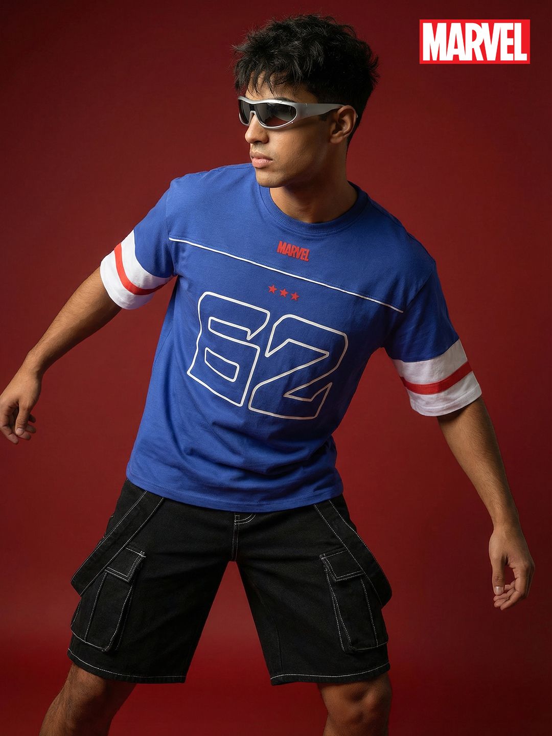 MARVEL STREET Relaxed Fit Captain America Printed Pure Cotton T-shirt