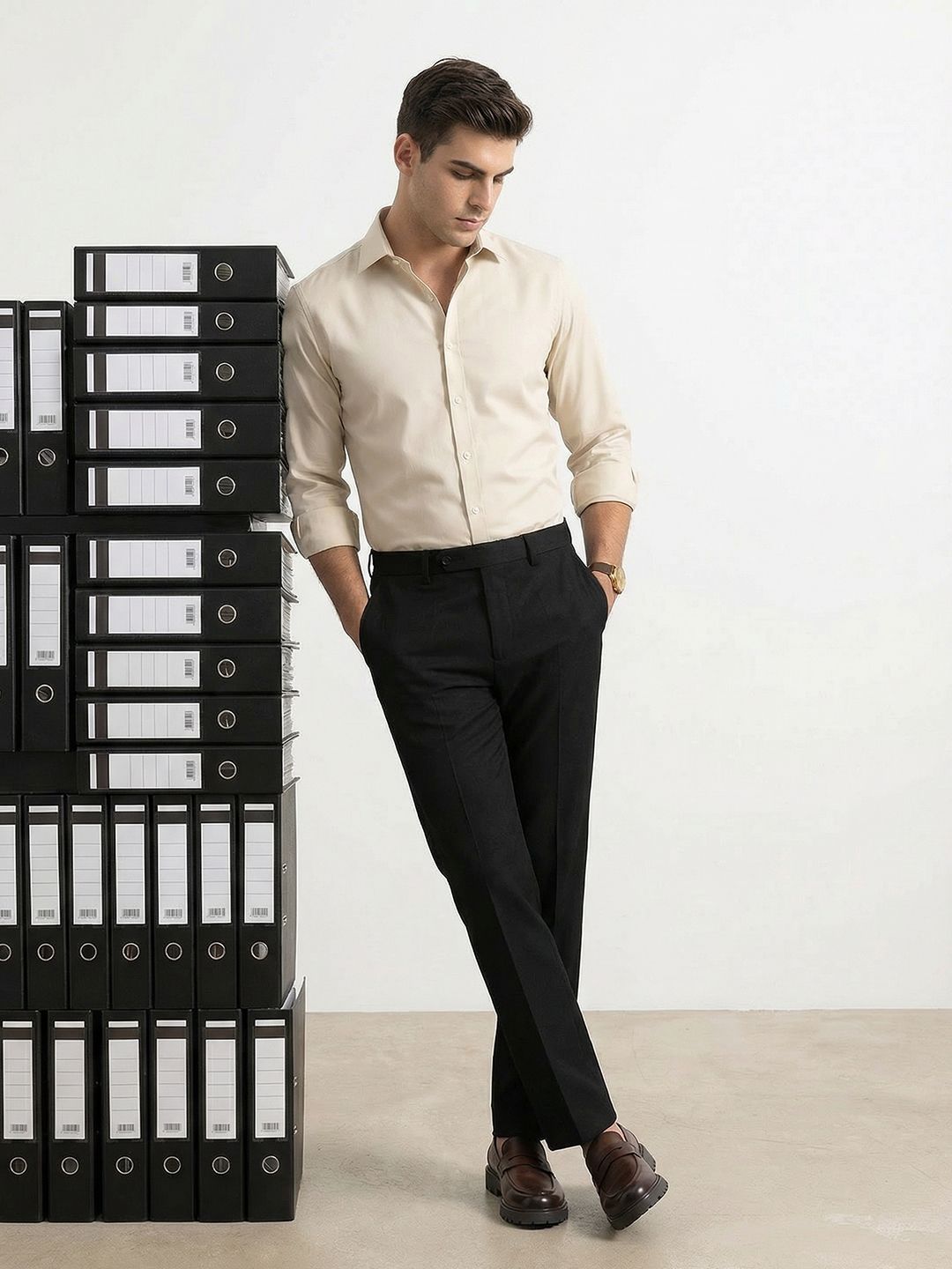 INVICTUS Men Checked Slim Fit Formal Trousers