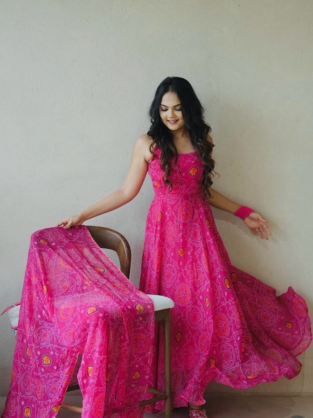 chinese dress ladies DressBerry Printed Tie-Up Net A-Line Dress – Myntra International