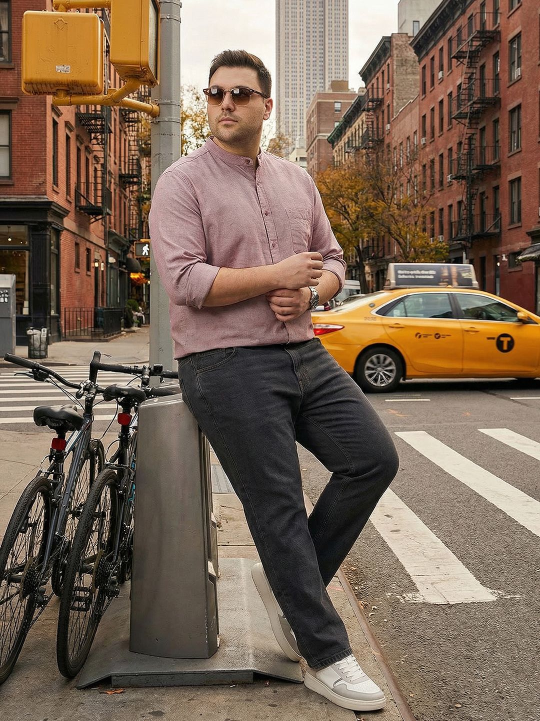Sztori Band Collar Pure Cotton Casual Shirt