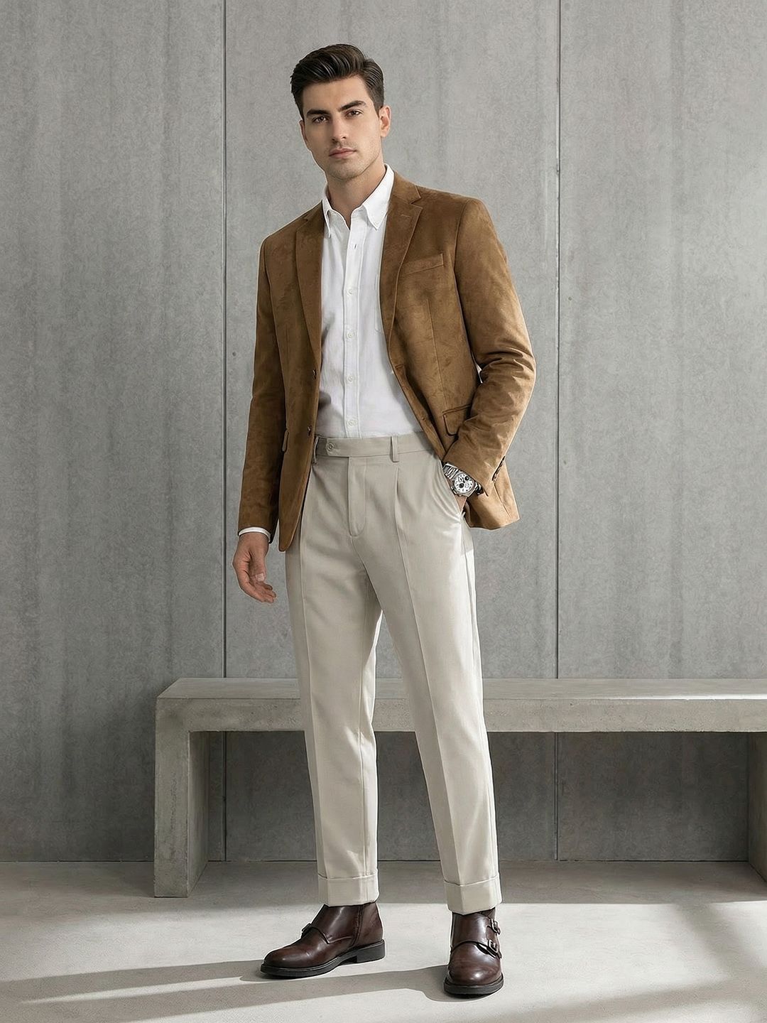 INVICTUS Textured Single-Breasted Blazer