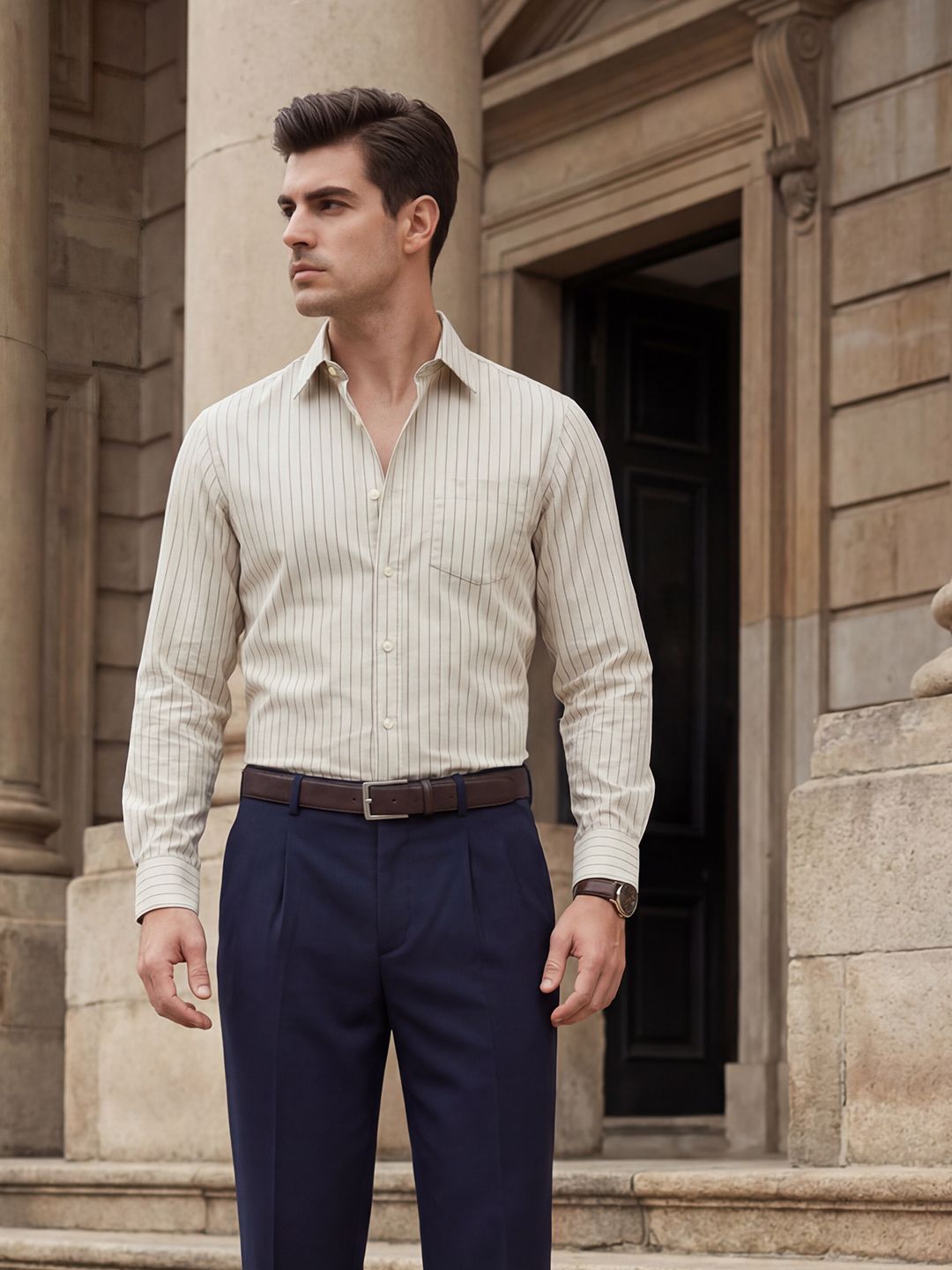 INVICTUS Urban Slim Fit Striped Formal Shirt