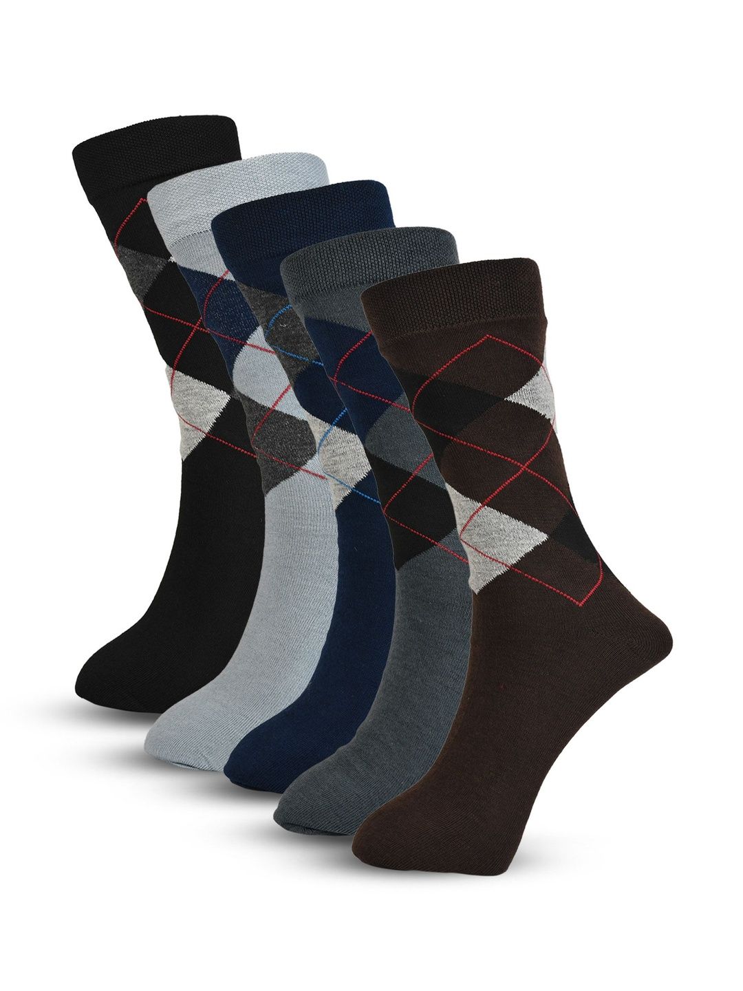 ME Stores Men Pack of 5 Cotton Blend Assorted Calf Length Socks