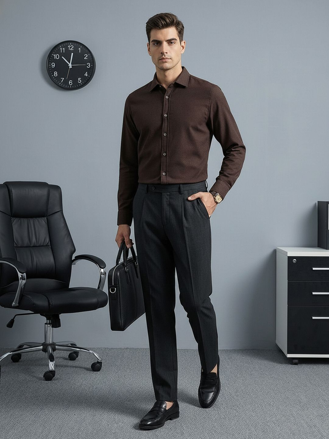 INVICTUS Men Slim Fit Pleated Formal Trousers