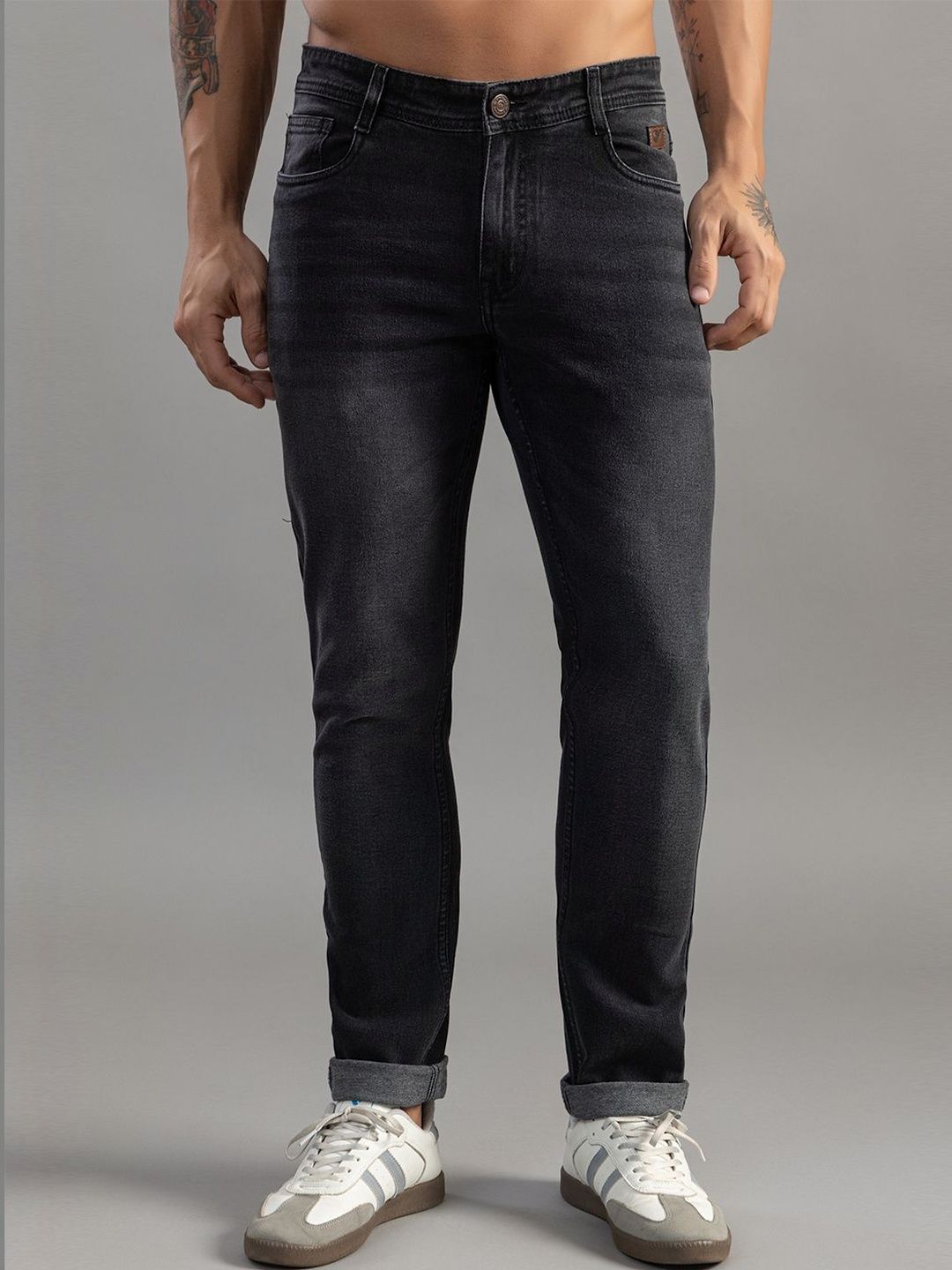 Club York Men Regular Fit Mid-Rise Low Distress Light Fade Jeans