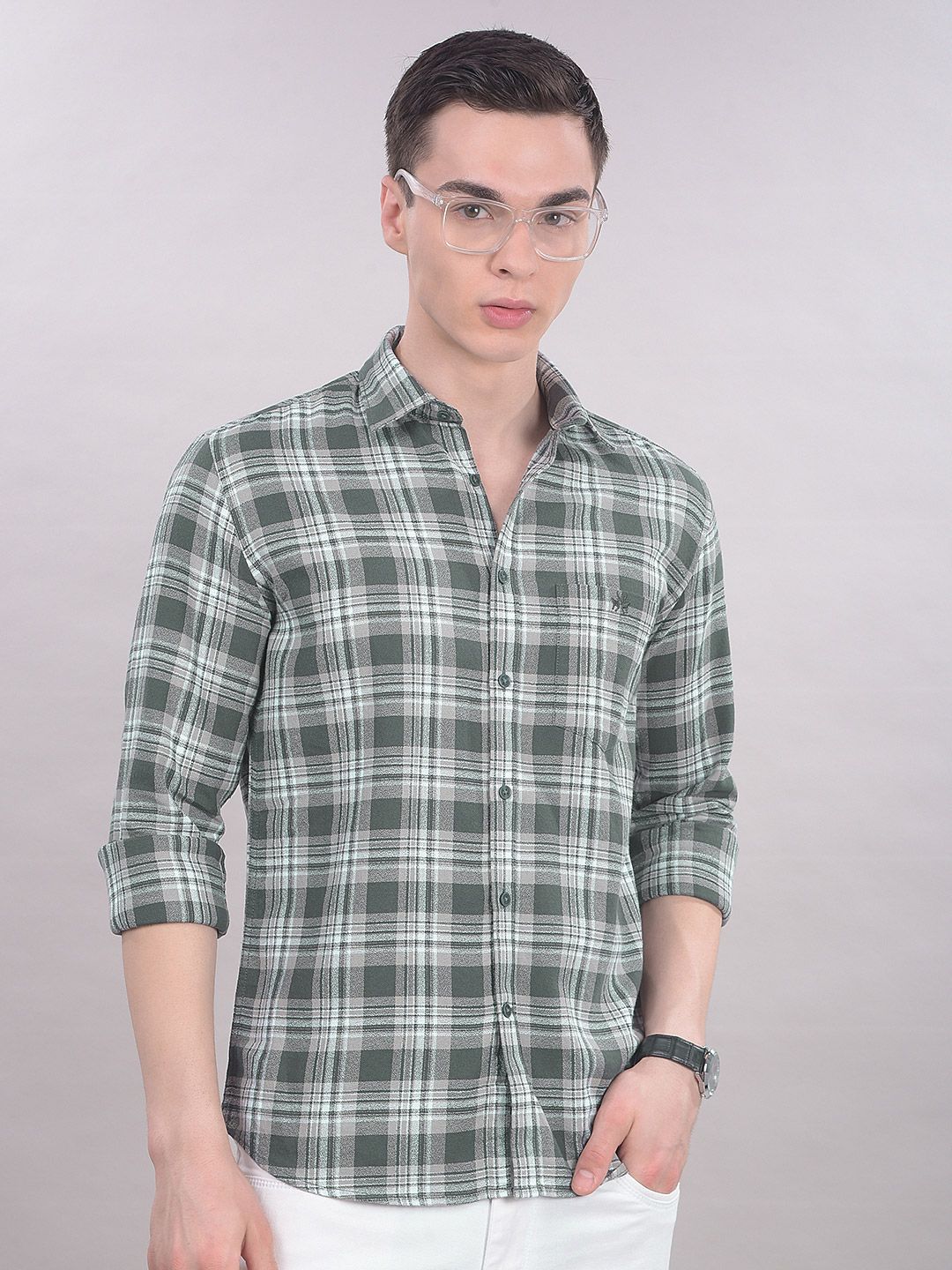 Crimsoune Club Men Slim Fit Checked Casual Shirt