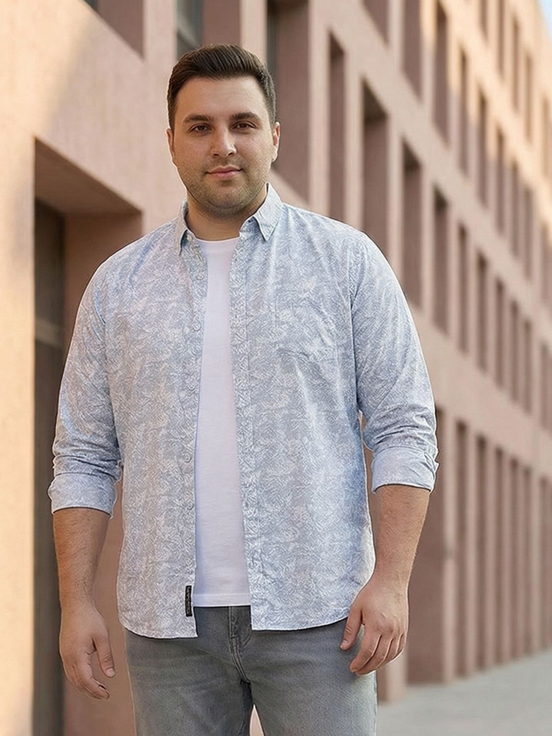 Sztori Plus Size Floral Printed Casual Shirt