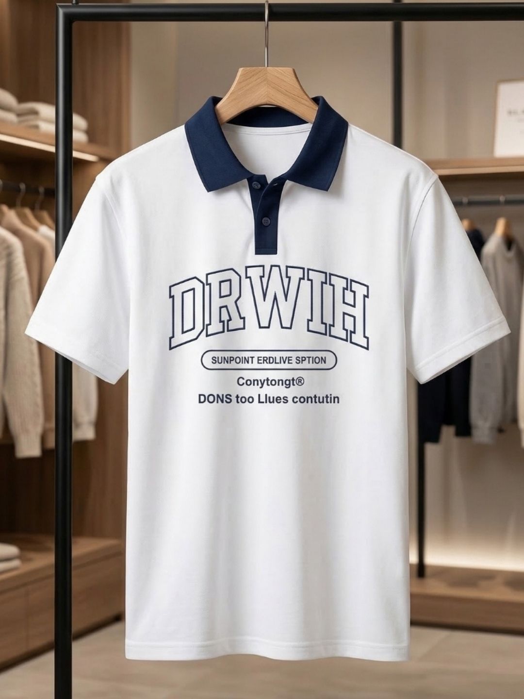 YONGE Men Printed Polo Collar T-shirt