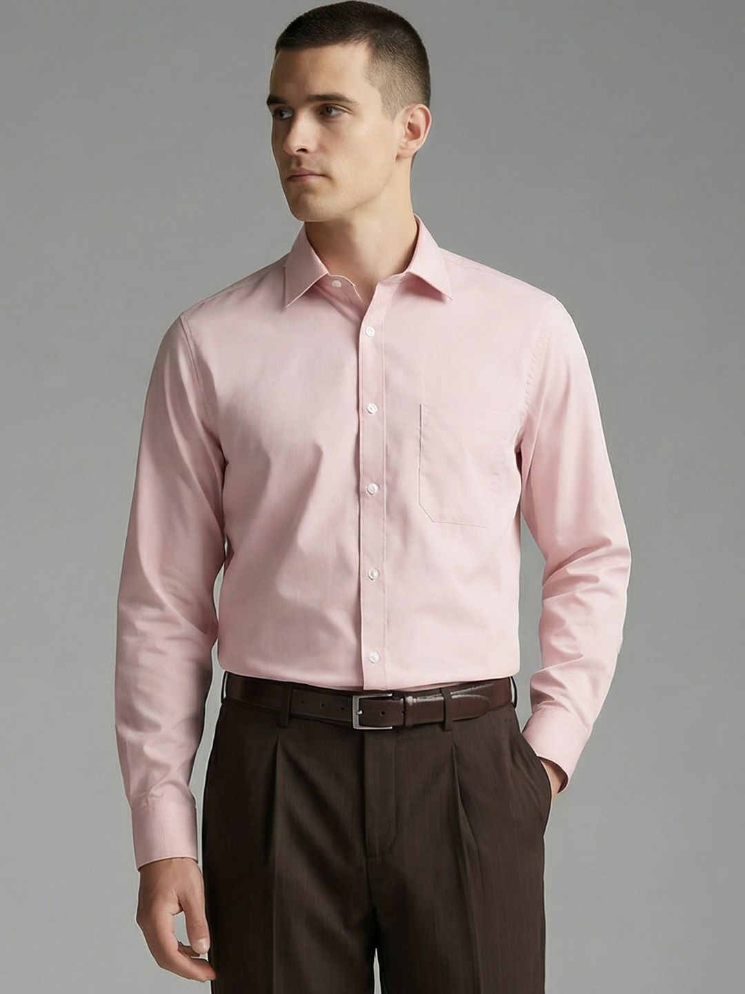 Louis Philippe Louis Philippe Men Regular Fit Easy to Iron Premium Cotton Full Sleeve Solid Formal Shirt