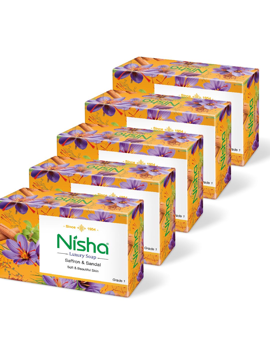 Nisha Set of 5 Luxury Saffron & Sandal Soap 500 gm
