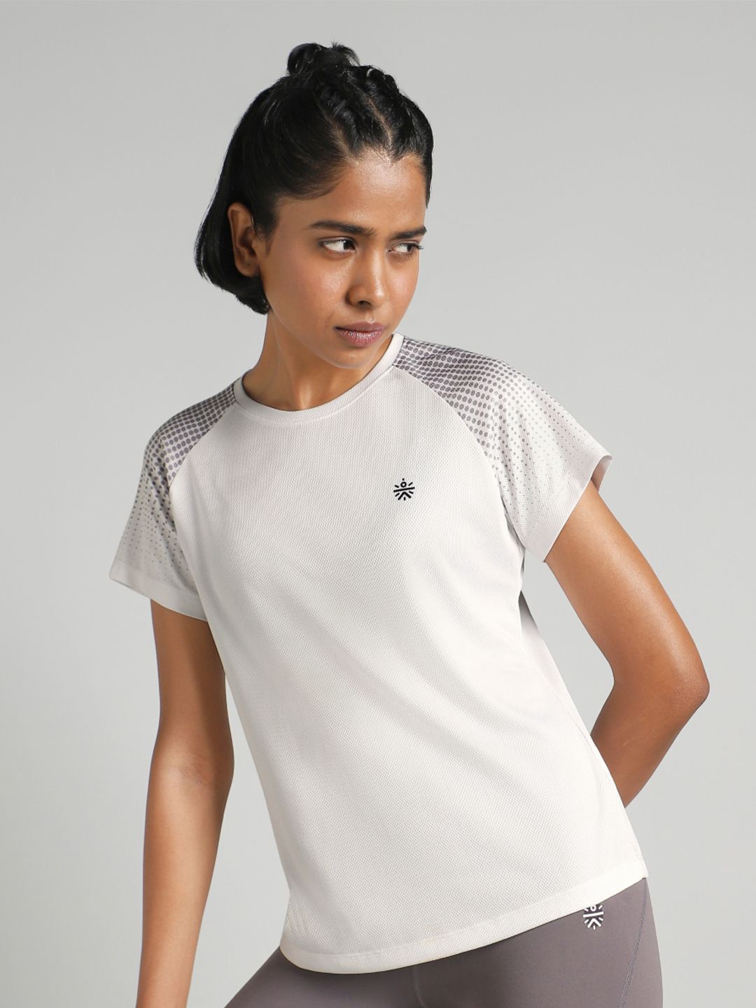 CULT Women Geometric Placement Print Moisture Wicking Workout T-shirt