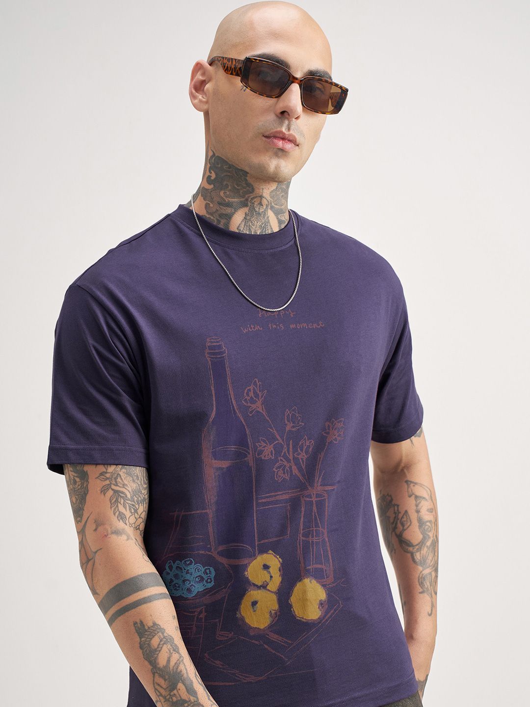 HIGHLANDER Men Printed Drop-Shoulder Sleeves T-shirt