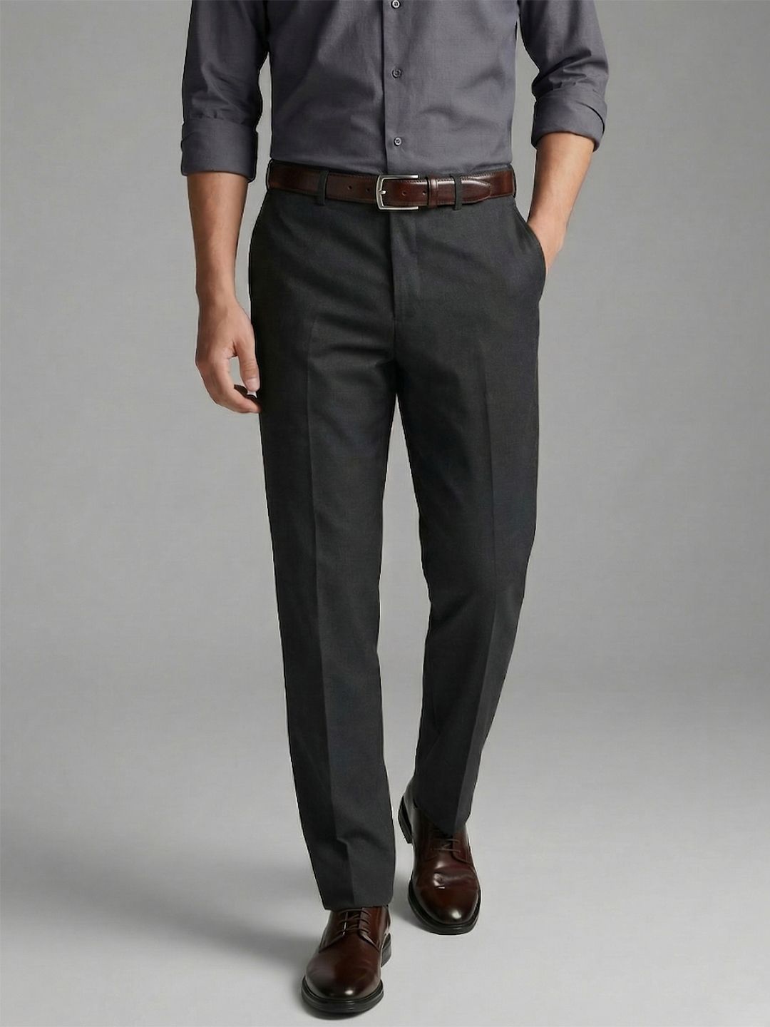 Louis Philippe Louis Philippe Men Regular Fit Modern Styling Work and Daily Wear Textured Formal Trouser