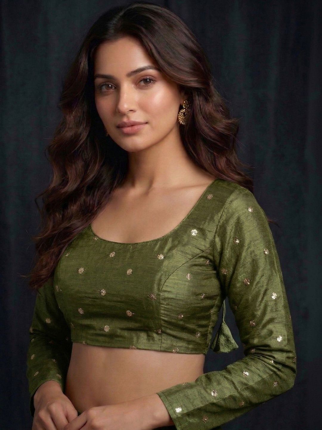 RAGHUVEER CREATION Embroidered Beads and Stones Saree Blouse