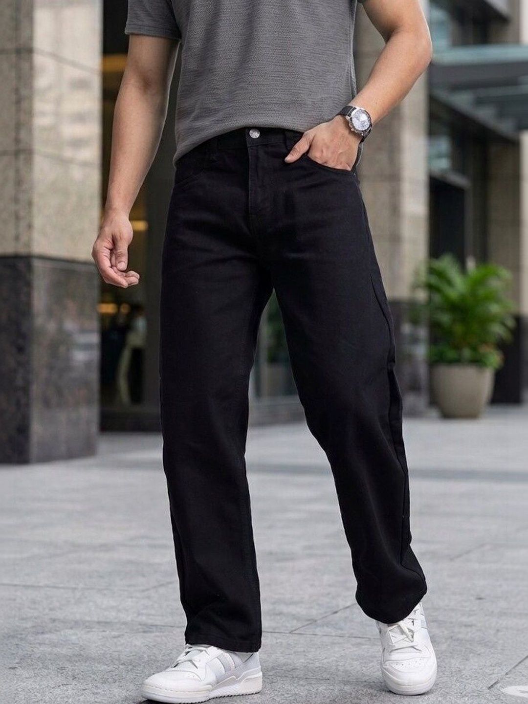 MASTERLY WEFT Men Super Straight Fit Mid-Rise Stretchable Jeans