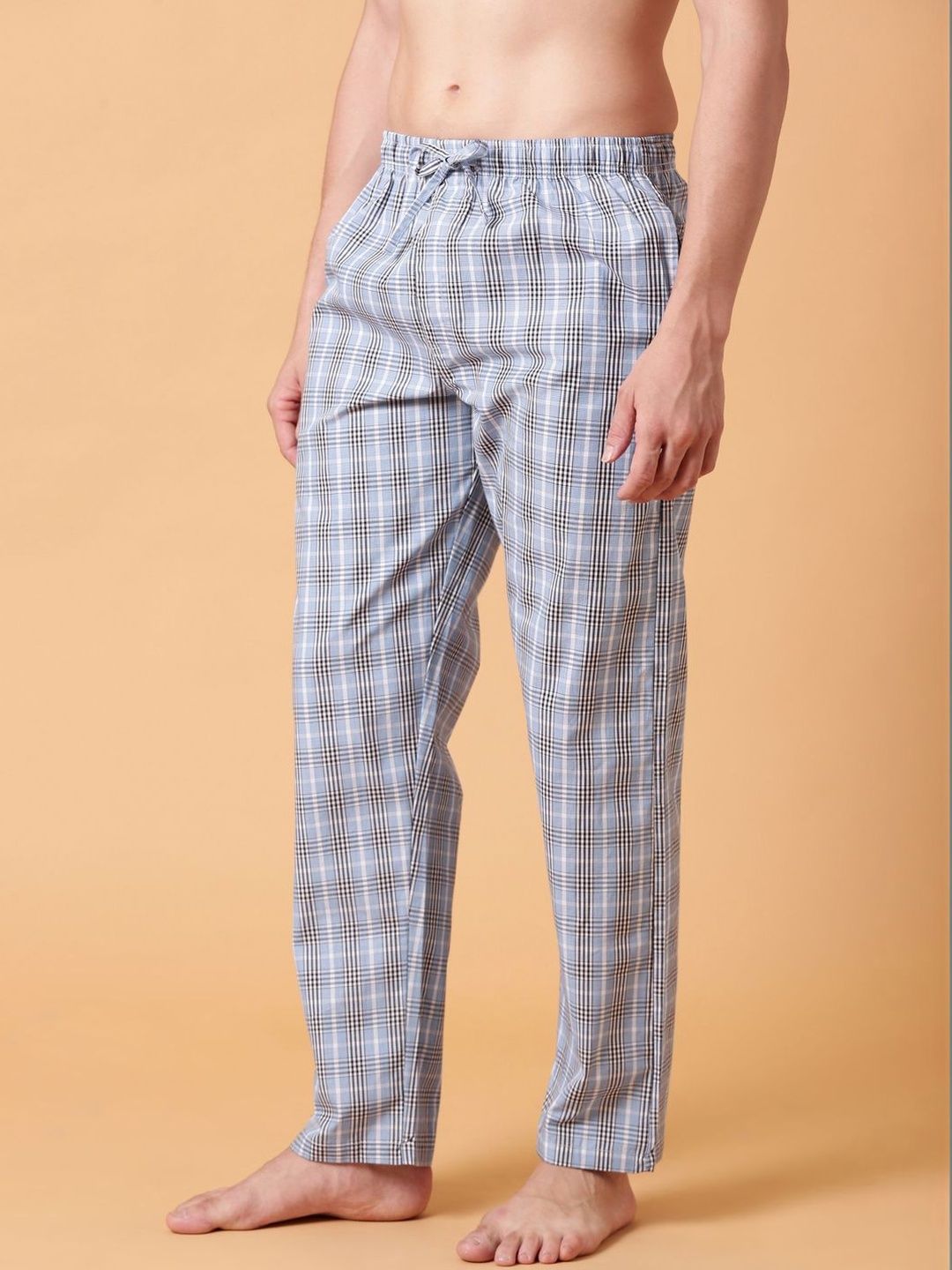 JOVEN Men Checked Cotton Lounge Pant