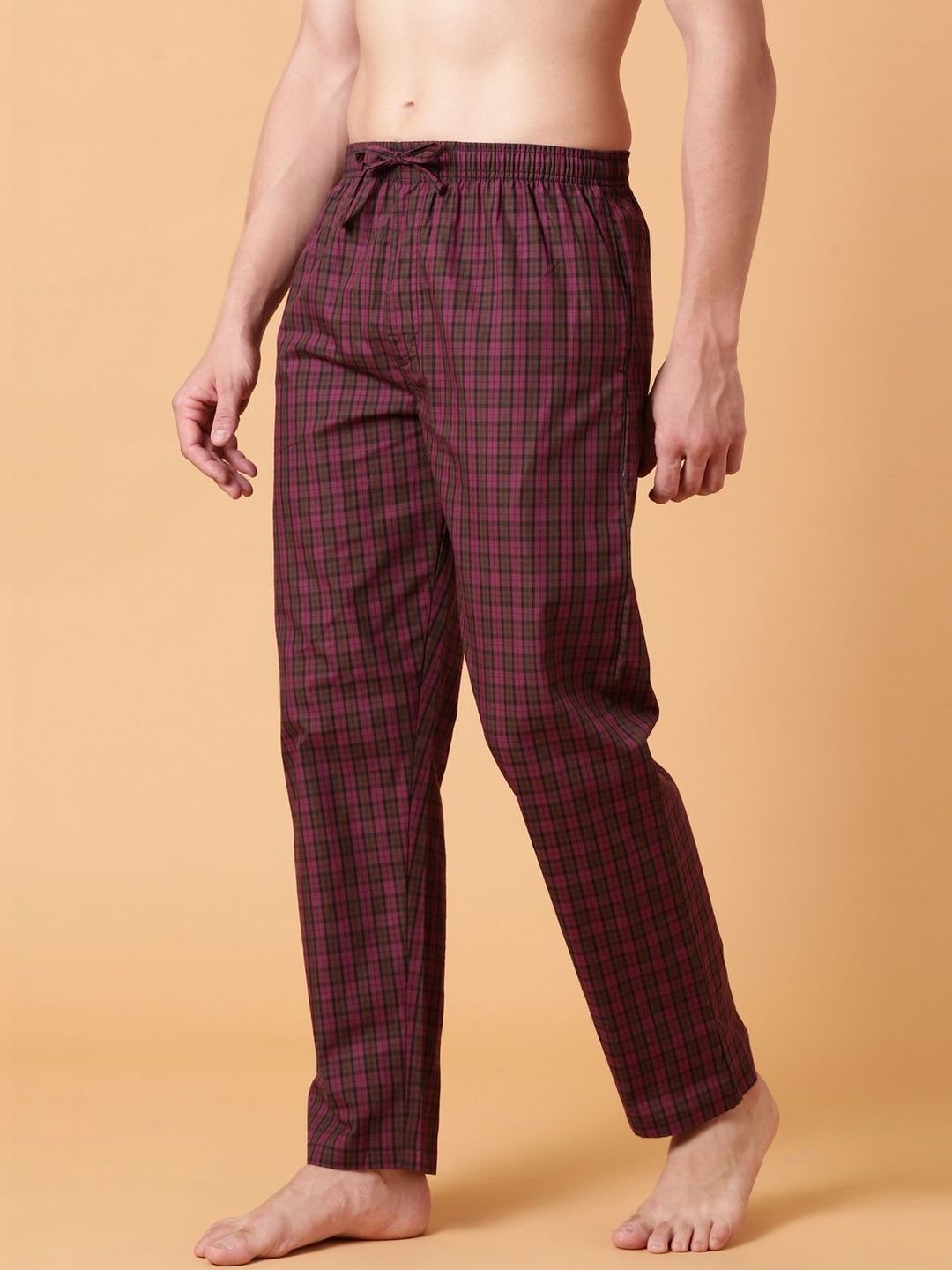 JOVEN Men Checked Cotton Lounge Pant