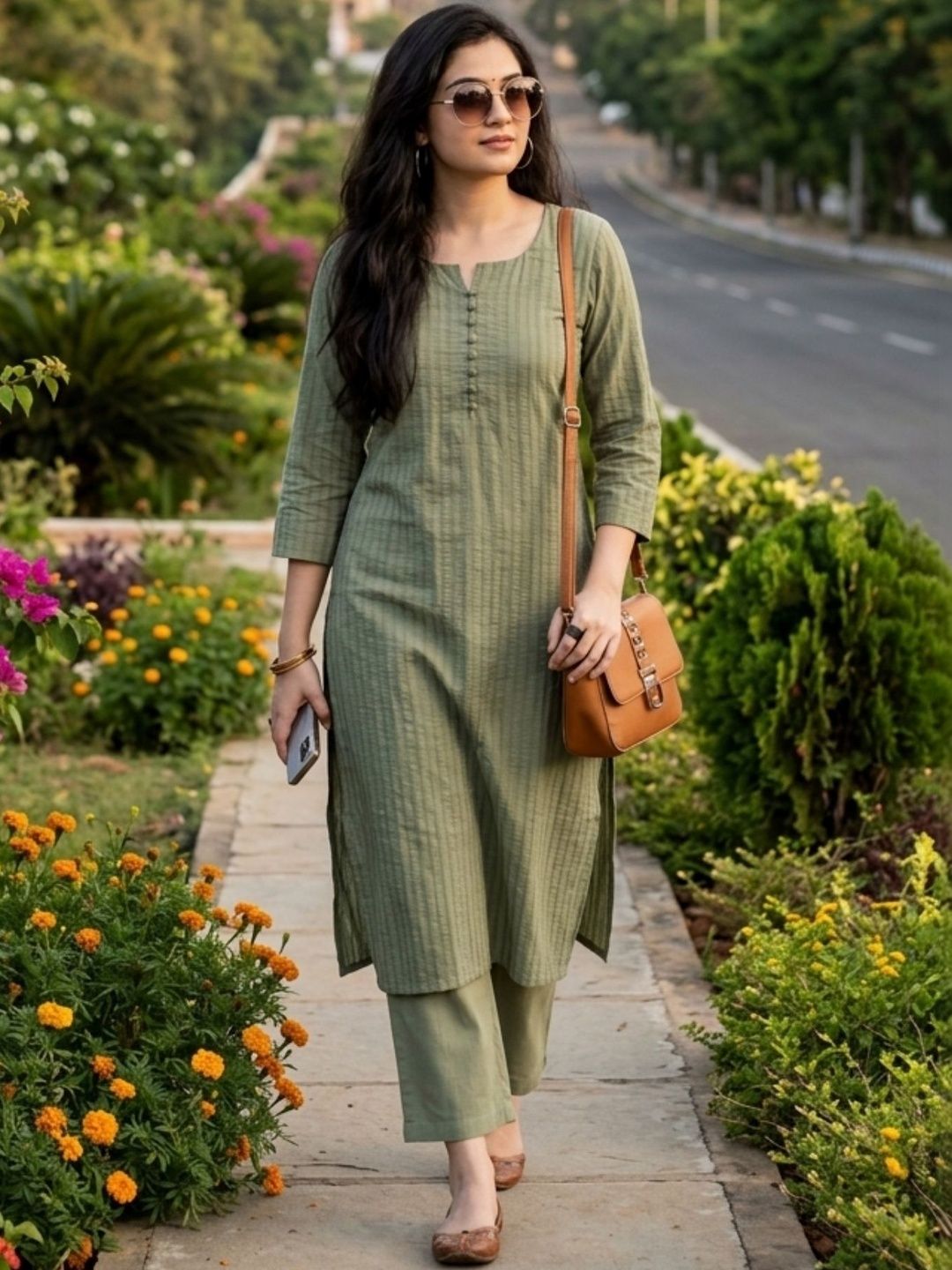 Milvia Women Striped Kurta with Trousers
