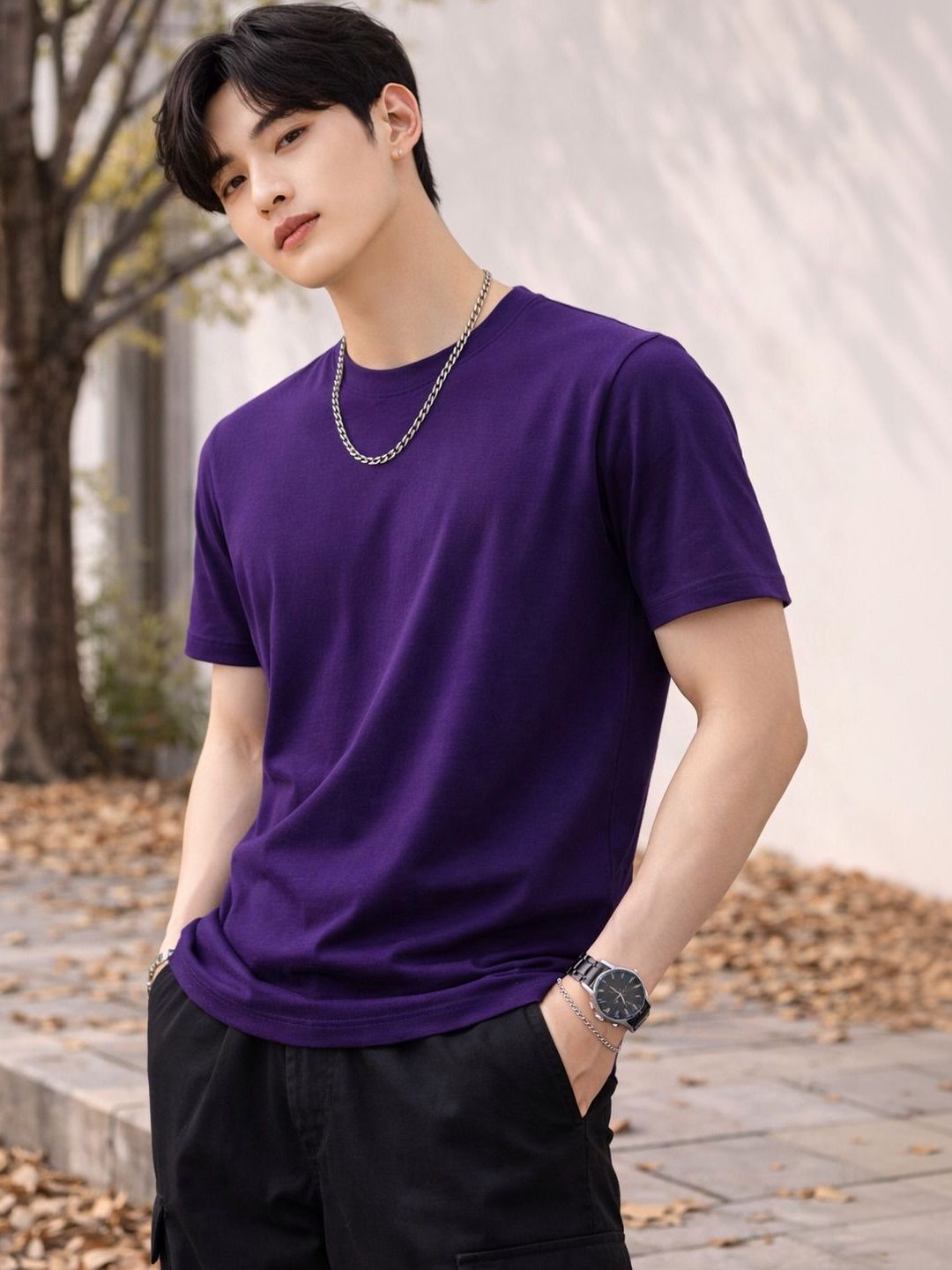 The Roadster Lifestyle Co Pure Cotton Round Neck Relaxed Fit Tshirt