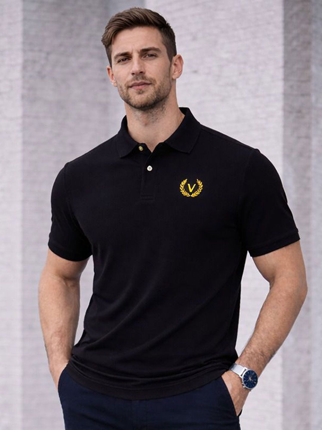 MACK JONNEY Men Polo Collar T-shirt