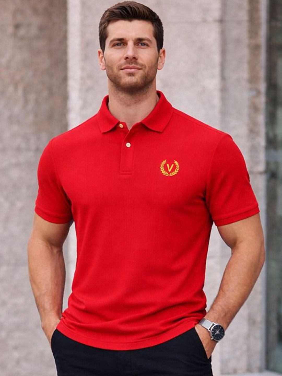 MACK JONNEY Men Polo Collar T-shirt