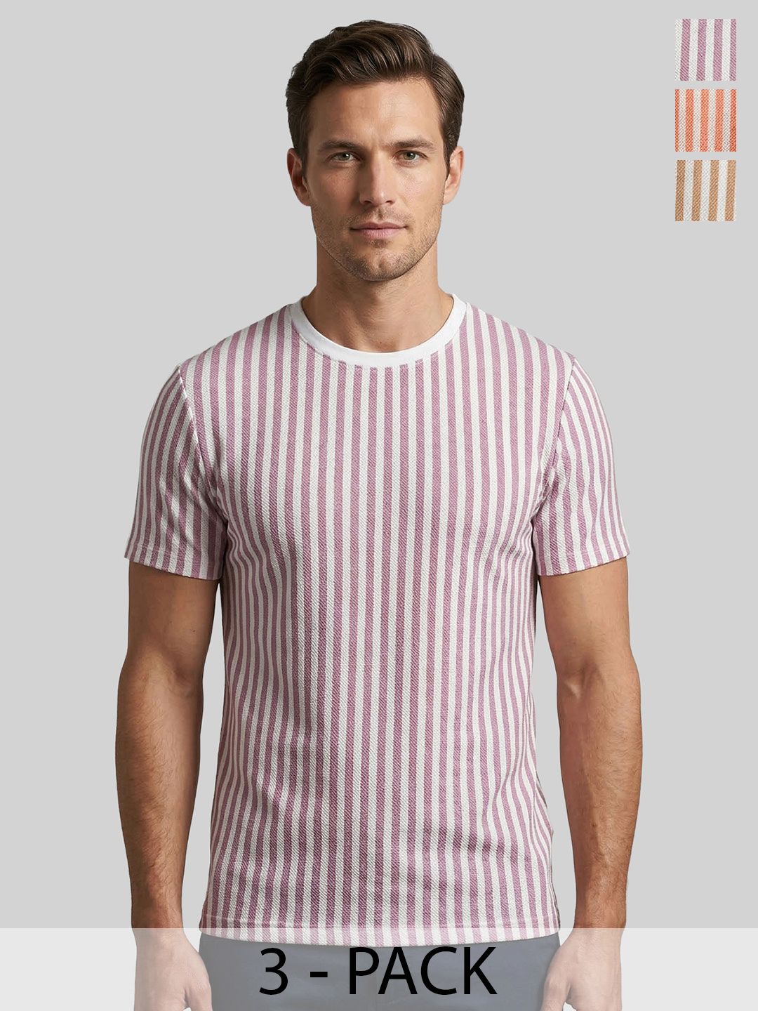 Dollar Polyester Striped Men Round Neck Tshirts