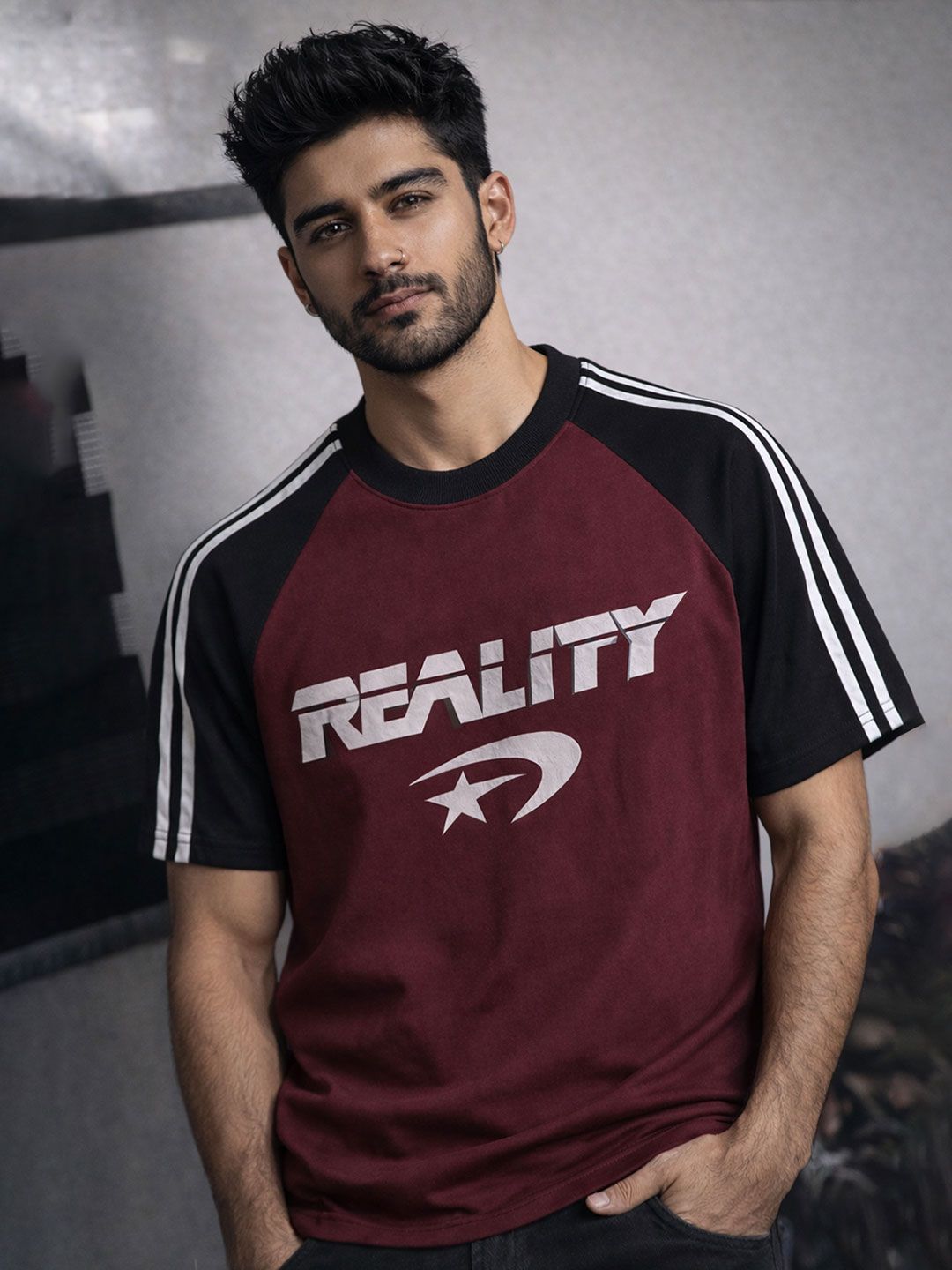 Force Men Typography Colourblocked T-shirt