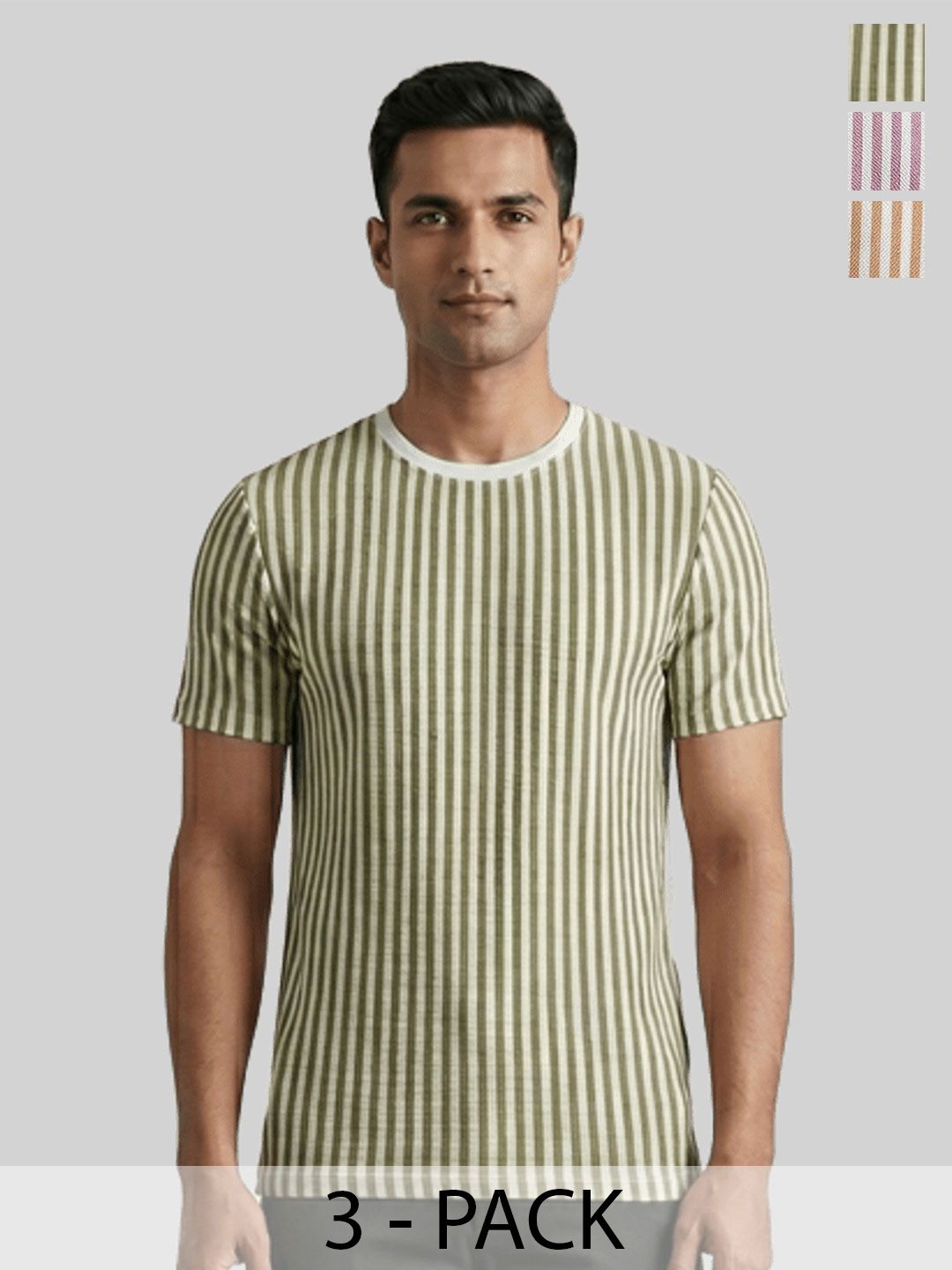 Dollar Polyester Striped Men Round Neck Tshirts