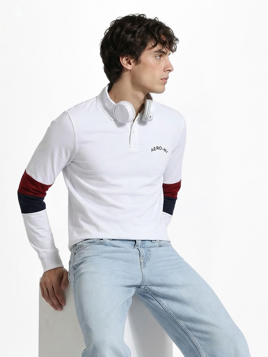 Aeropostale Typography Printed Polo Collar Pure Cotton T-shirt