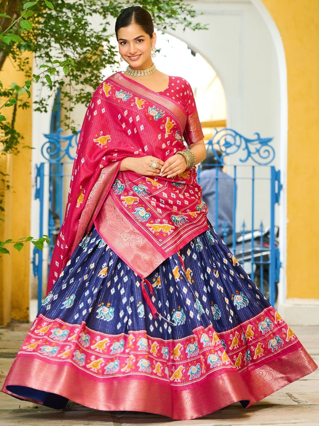 House of Pataudi Printed Flared Lehenga Choli