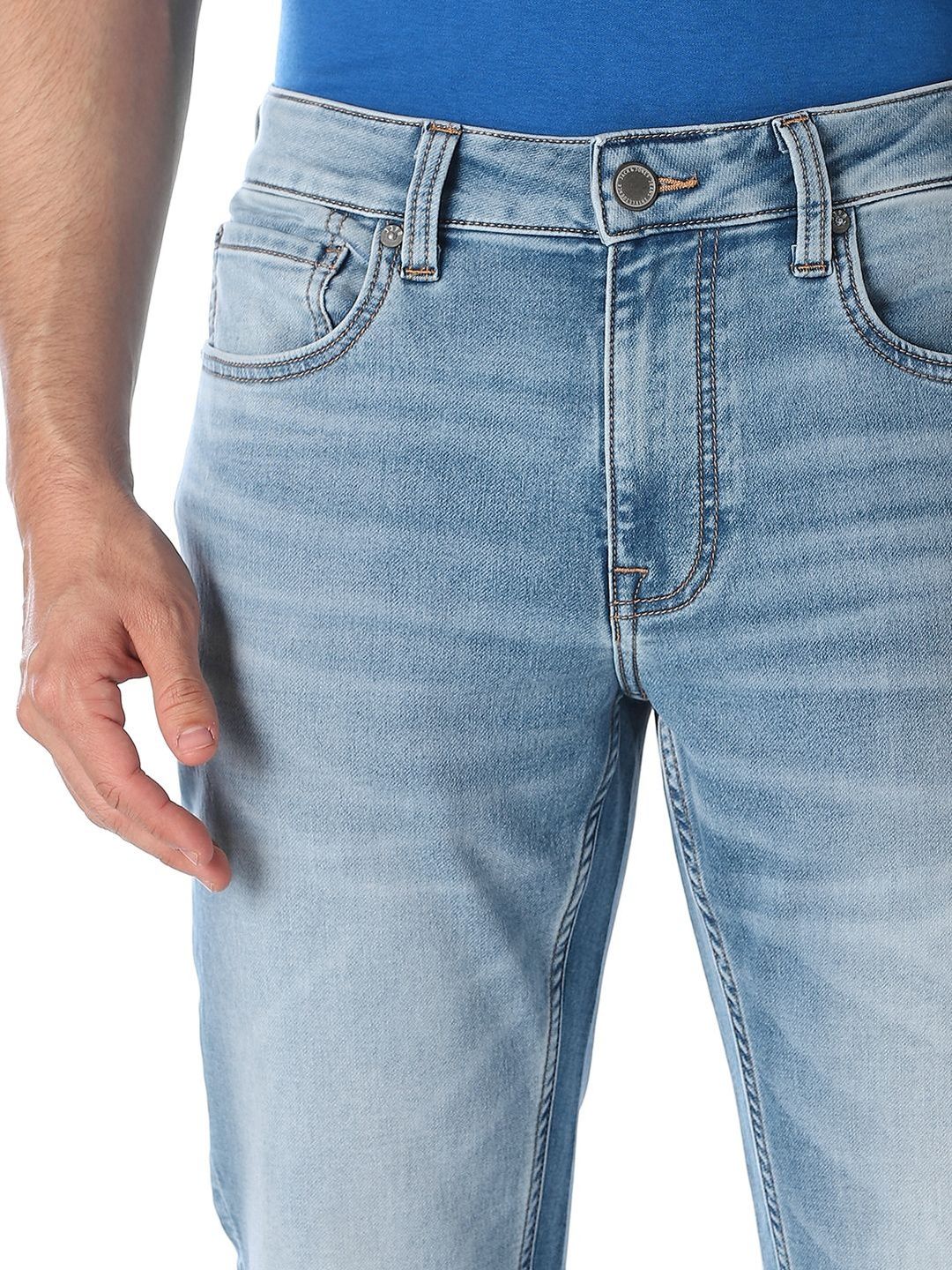 Straight Fit Low-Rise Heavy Fade Stretchable Jeans