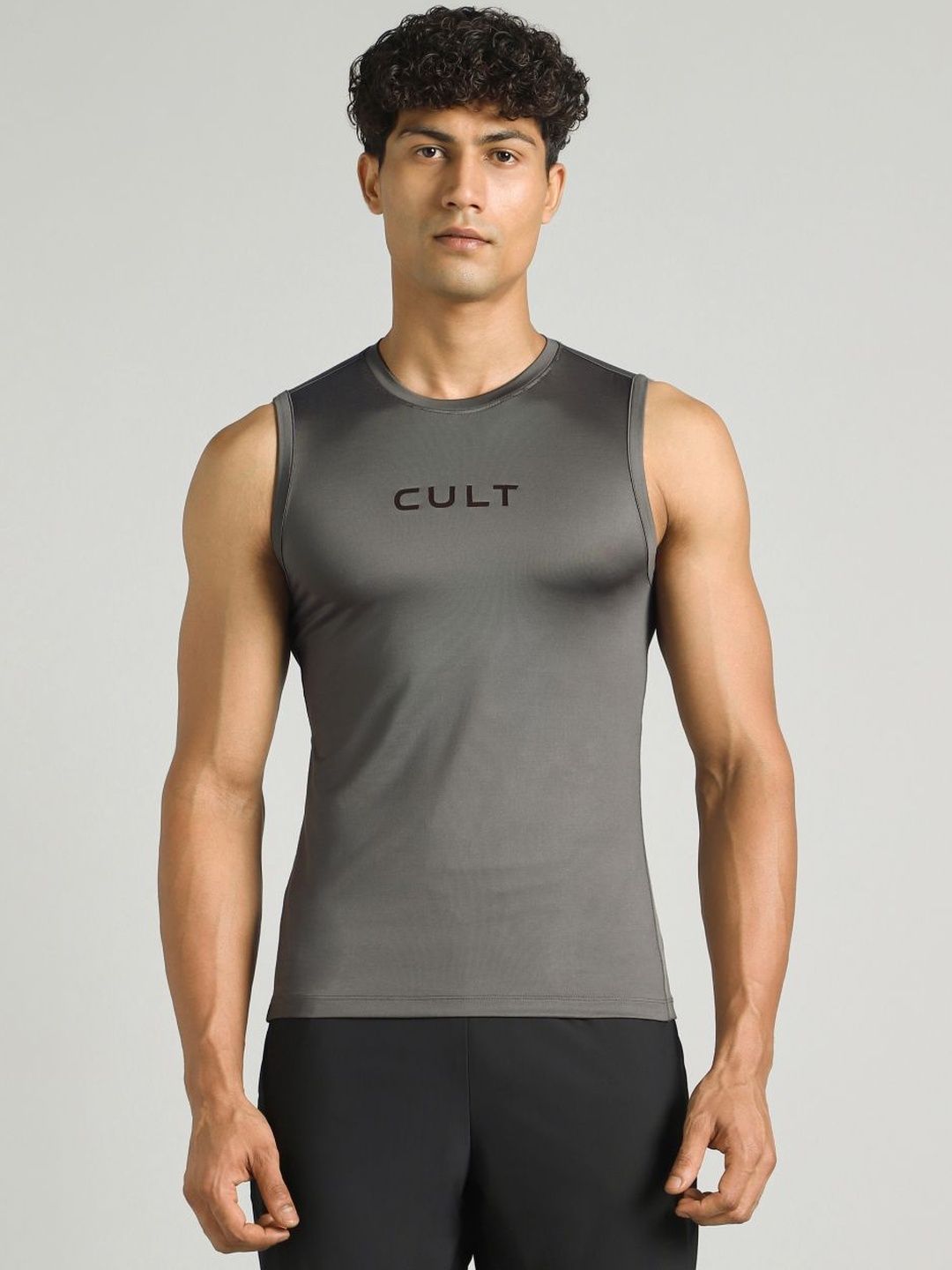 CULT Men Dark Grey Power Lifter Compression Tank