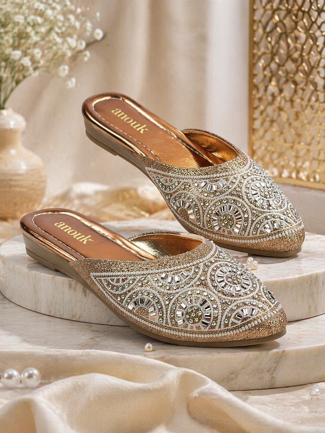 Anouk Women Embellished Ethnic Mules Flats