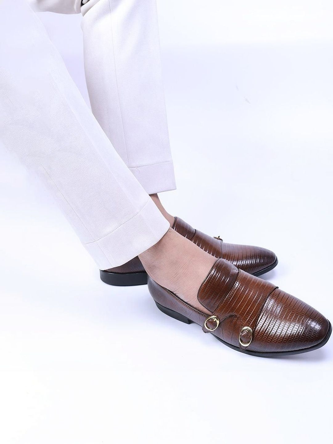 MONKSTORY MONKSTORY Men Atelier 1970 Textured Double Formal Monk Shoes