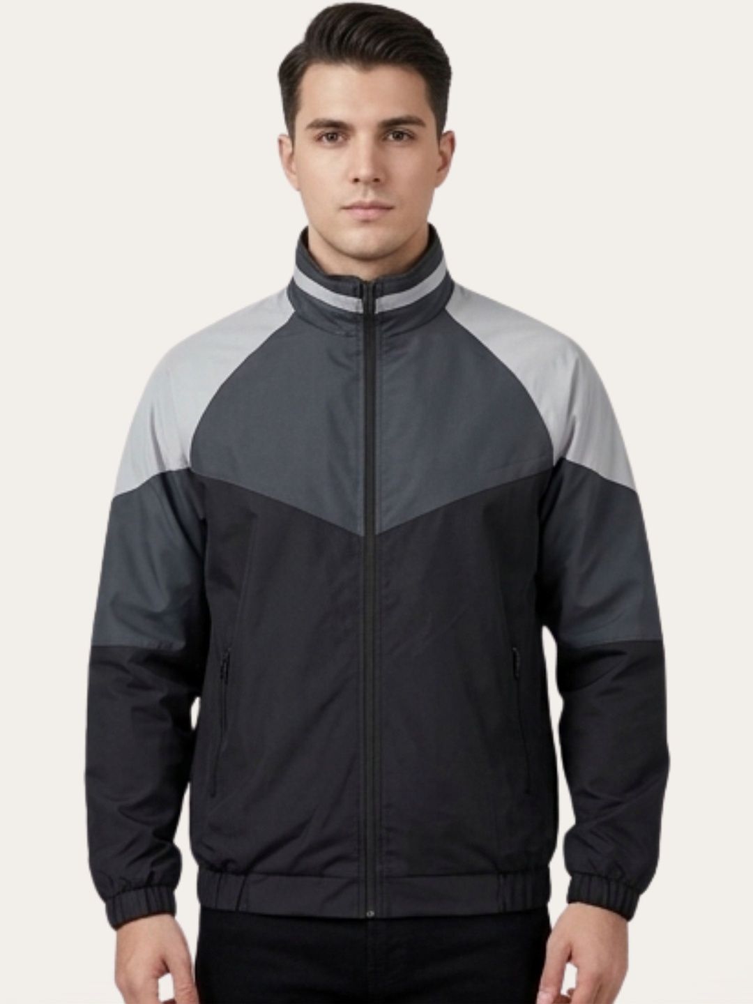MIA FASHION Men Colourblocked Windcheater Outdoor Sporty Jacket