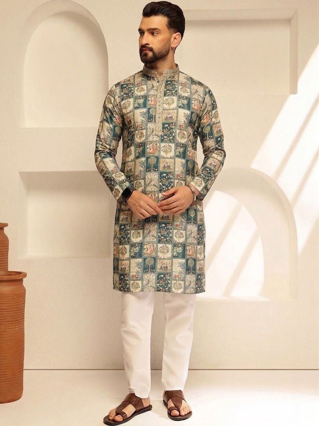 VELKYNOX Men Ethnic Motifs Printed Kurta
