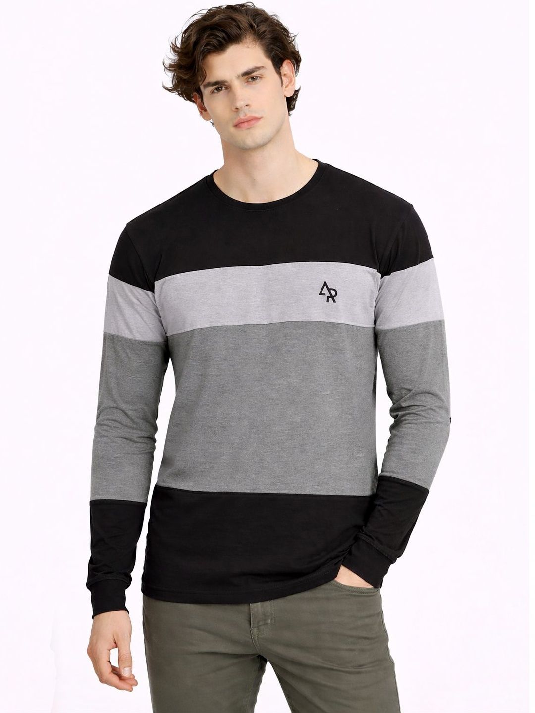 ADRO Men Brand Logo Colourblocked T-shirt