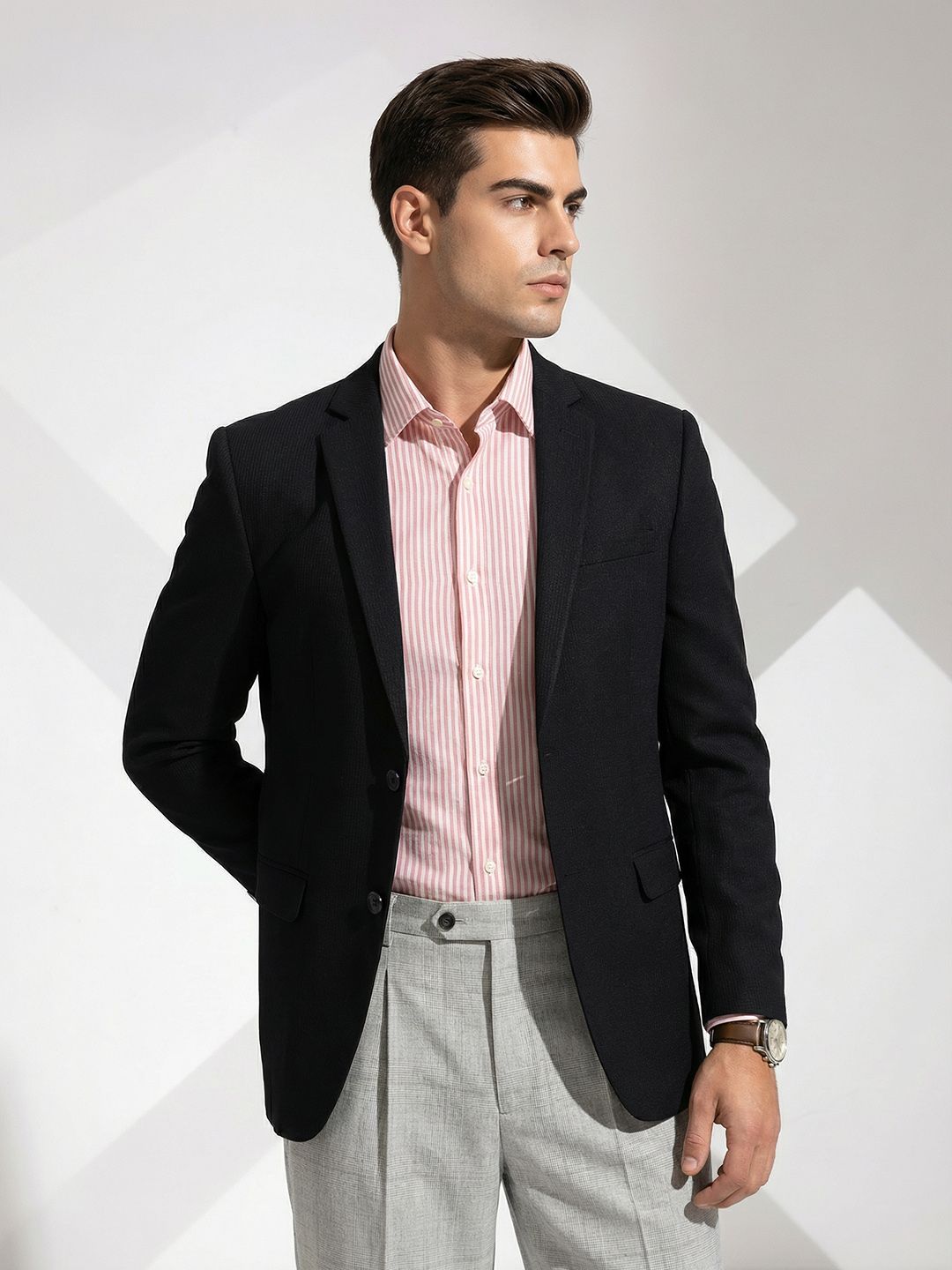 INVICTUS Notched Lapel Collar Formal Blazer