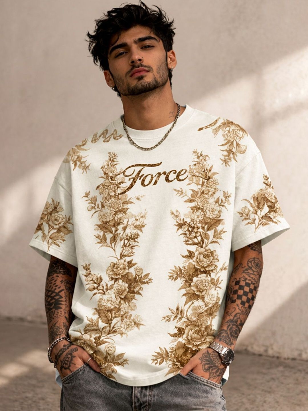 Force Men Floral Printed T-shirt