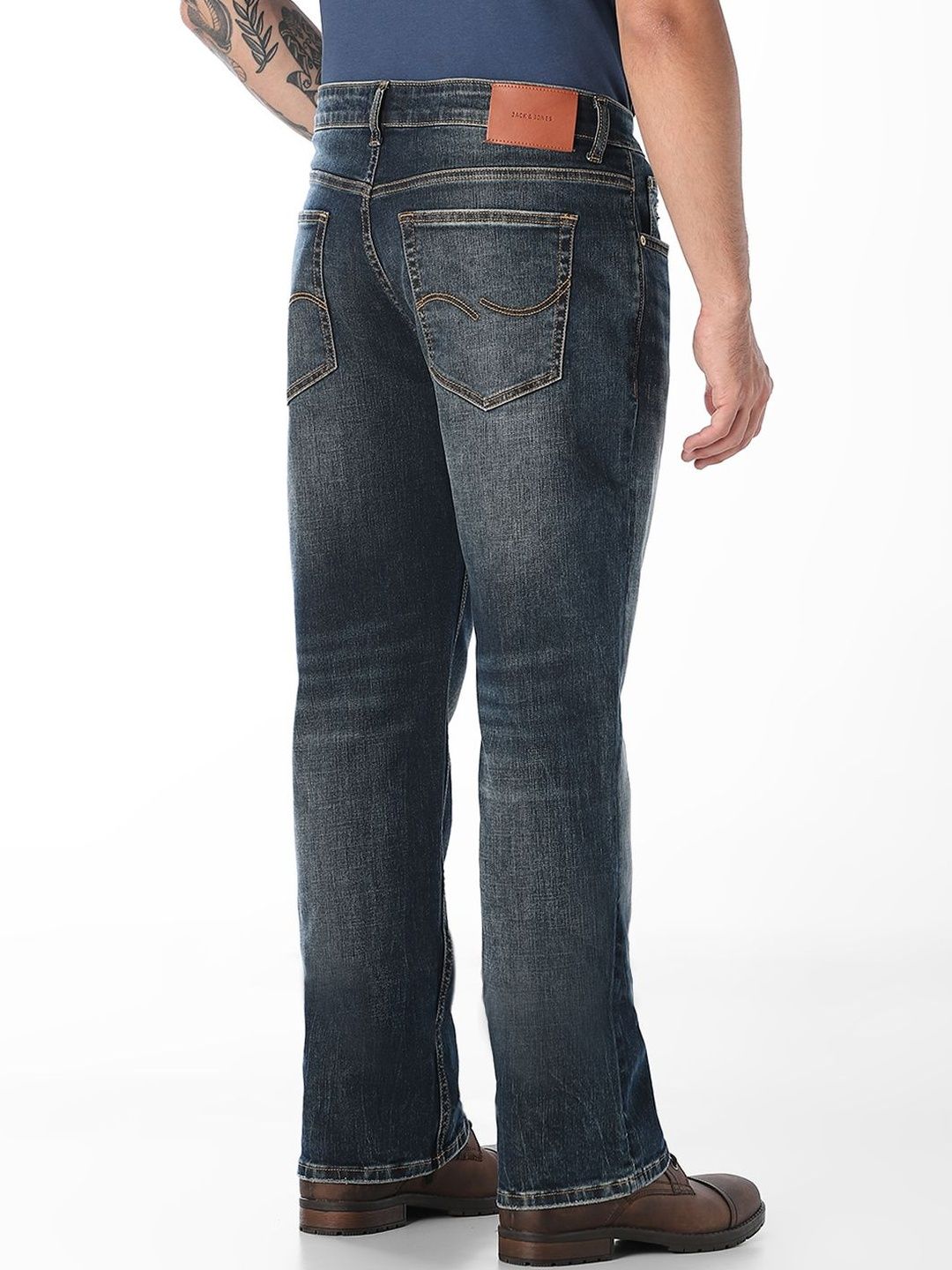 Bootcut High-Rise Mildly Distressed Light Fade Stretchable Jeans