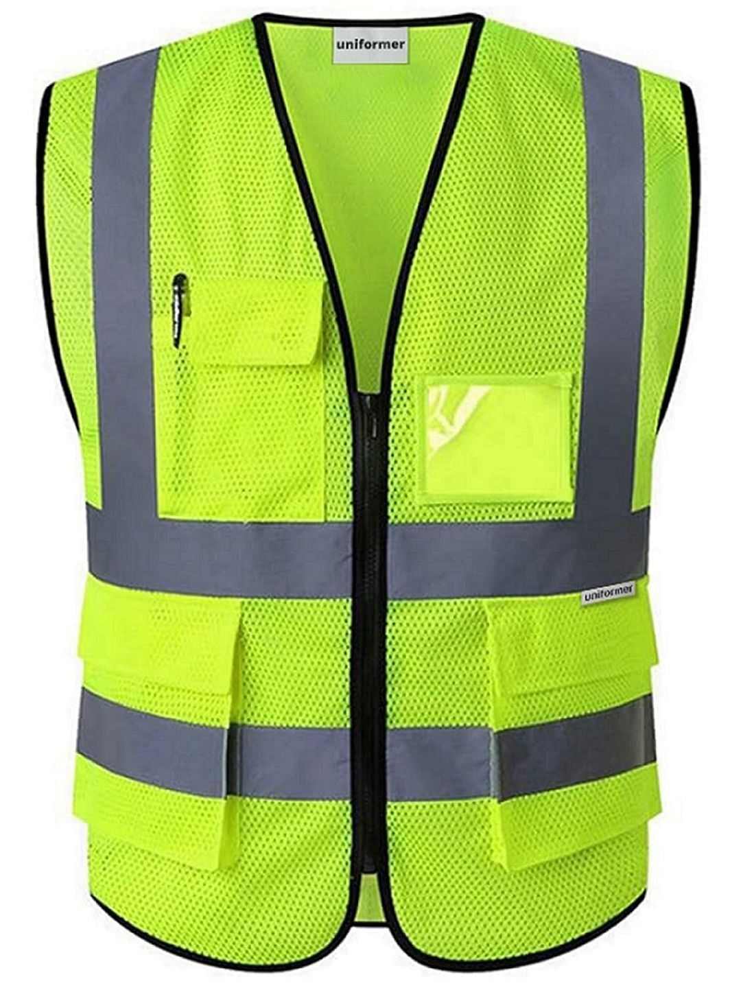 uniformer Men Colourblocked Reflective Strip Knitted Jacket