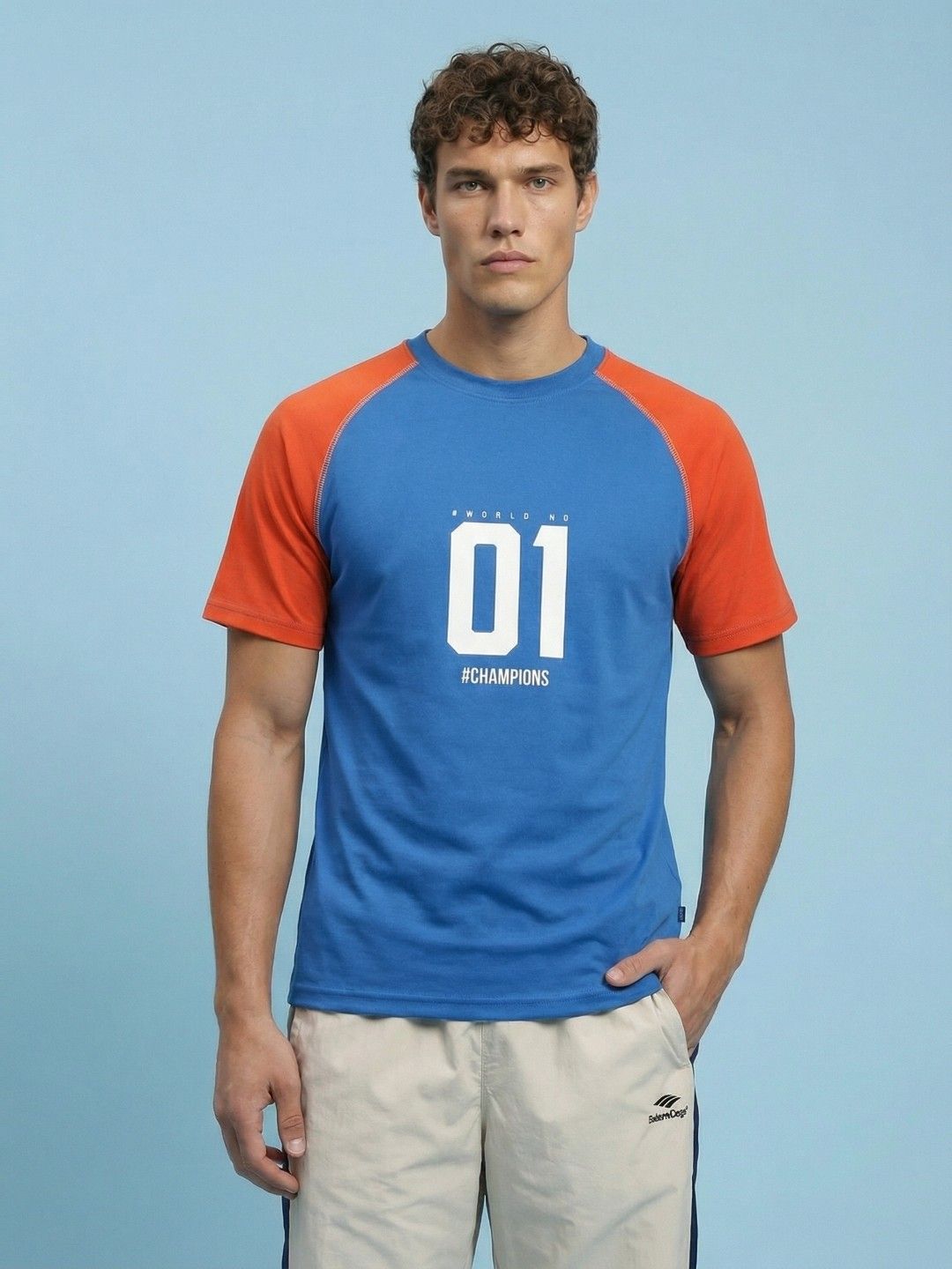 SPORT STREET by glitchez Varsity Printed Raglan Sleeves Relaxed Fit T-shirt